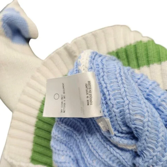 Thom Browne Womens V-Neck Whale Knit Cotton Sweater, Striped, Size 36 - Picture 9 of 11